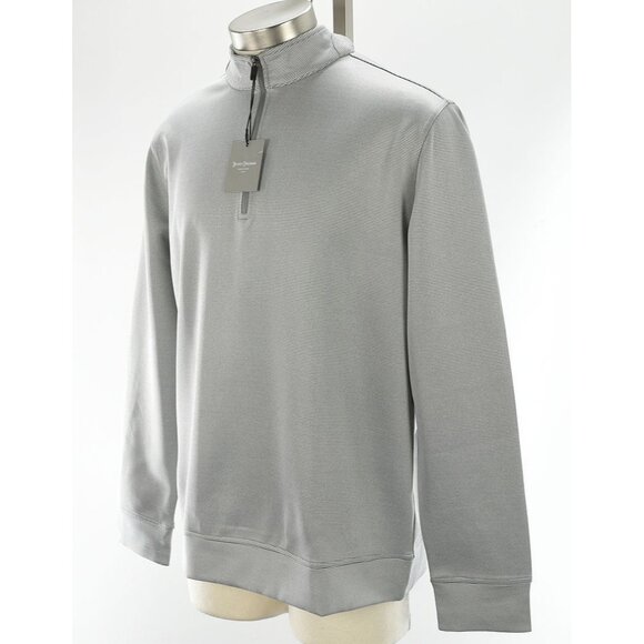 HICKEY FREEMAN Medium Gray Striped Regular Fit 1/4 Zip Pullover MEDIUM NWT - Picture 1 of 2